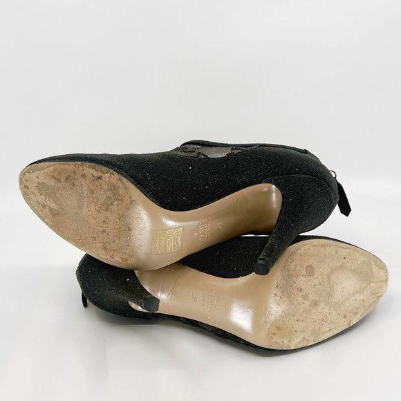 VALENTINO 39 US 9  Lace Crystal Nude Black Booties Stiletto Box and Dust Cover - Picture 7 of 16